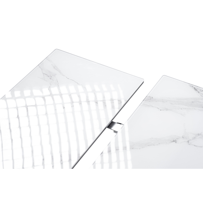 Стеклянный стол Торвальд 140(200)х80х77 белый мрамор / черный