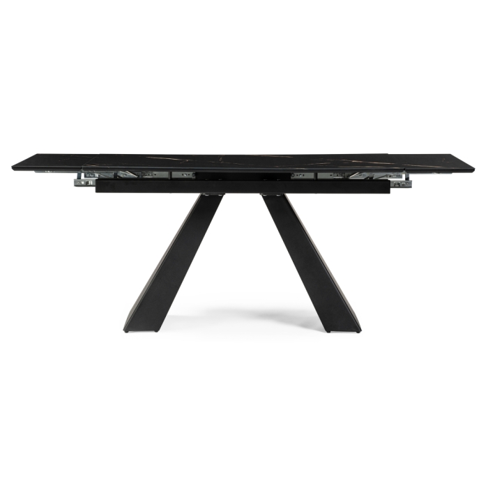 Стеклянный стол Торвальд 140(200)х80х77 обсидиан / черный