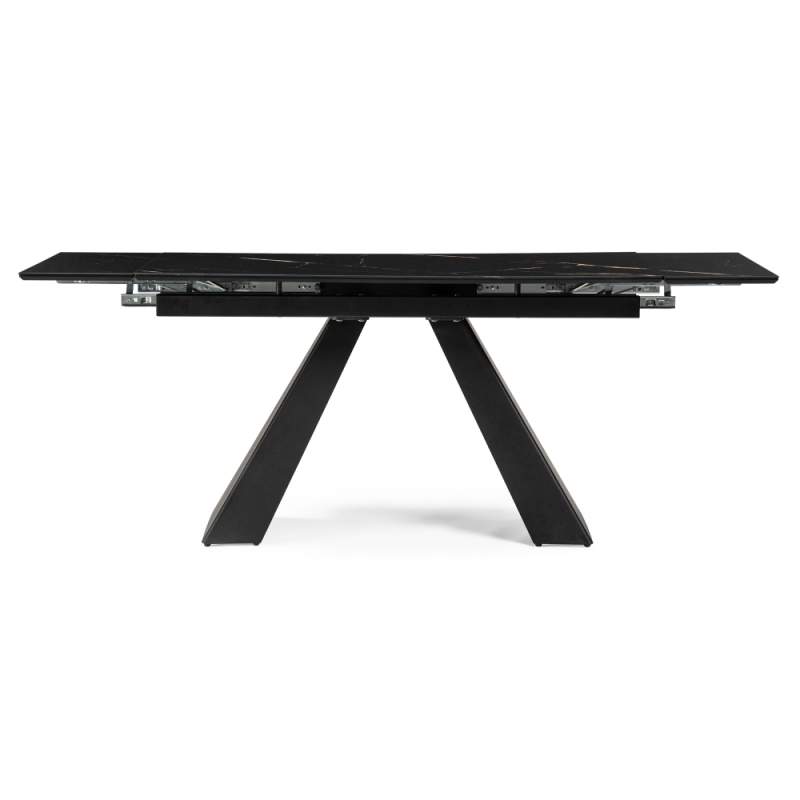 Стеклянный стол Торвальд 140(200)х80х77 обсидиан / черный