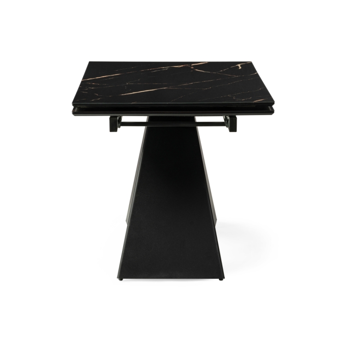 Стеклянный стол Торвальд 140(200)х80х77 обсидиан / черный