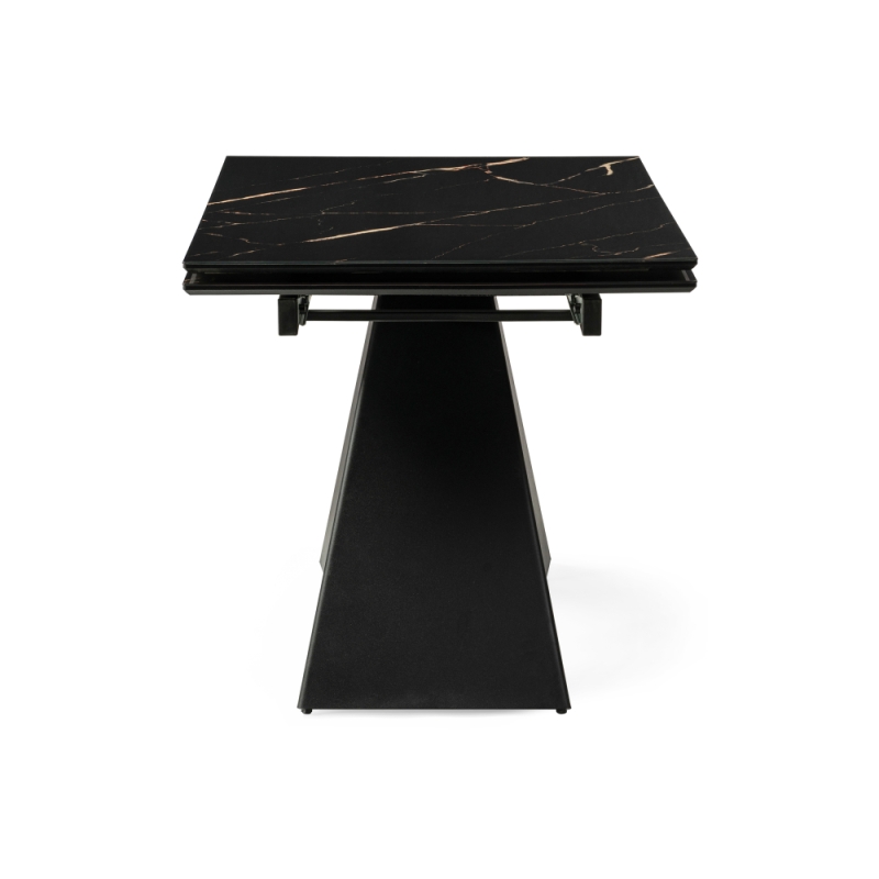 Стеклянный стол Торвальд 140(200)х80х77 обсидиан / черный