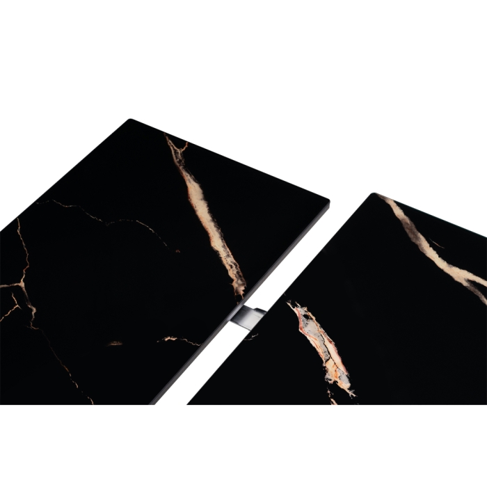 Стеклянный стол Торвальд 140(200)х80х77 обсидиан / черный