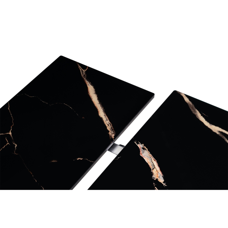 Стеклянный стол Торвальд 140(200)х80х77 обсидиан / черный