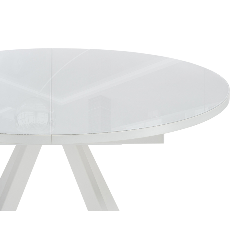 Стеклянный стол Трейси 100(140)х100х75 белый