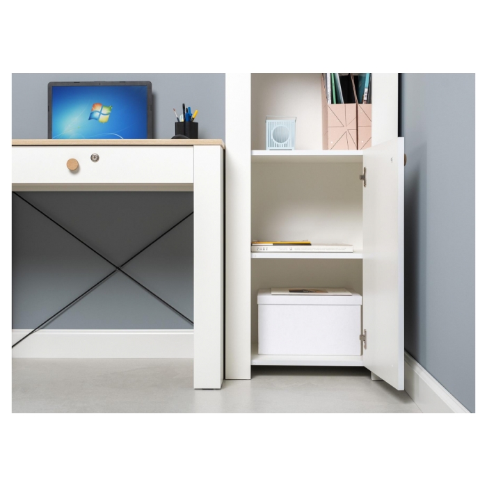 Стеллаж Джастин 16.306 белый PE шагрень / дуб белый exclusive OW D4430