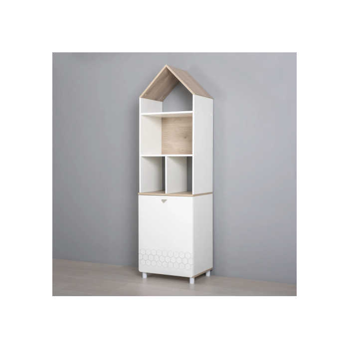 Стеллаж Эльга белый шагрень / дуб белый exclusive