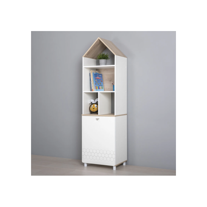 Стеллаж Эльга белый шагрень / дуб белый exclusive