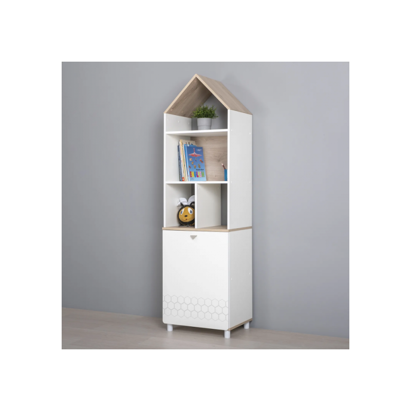 Стеллаж Эльга белый шагрень / дуб белый exclusive