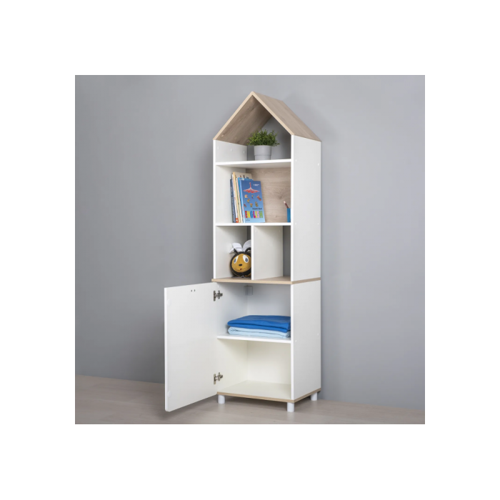 Стеллаж Эльга белый шагрень / дуб белый exclusive