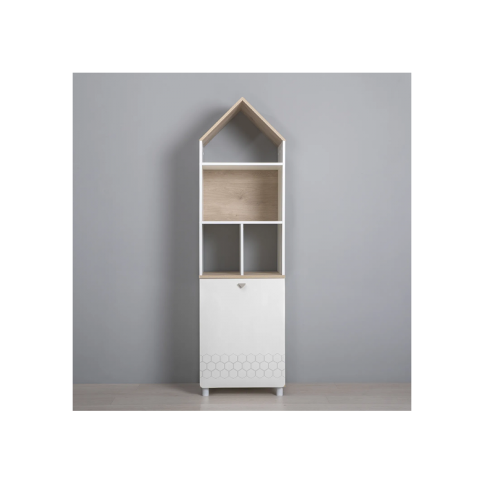 Стеллаж Эльга белый шагрень / дуб белый exclusive