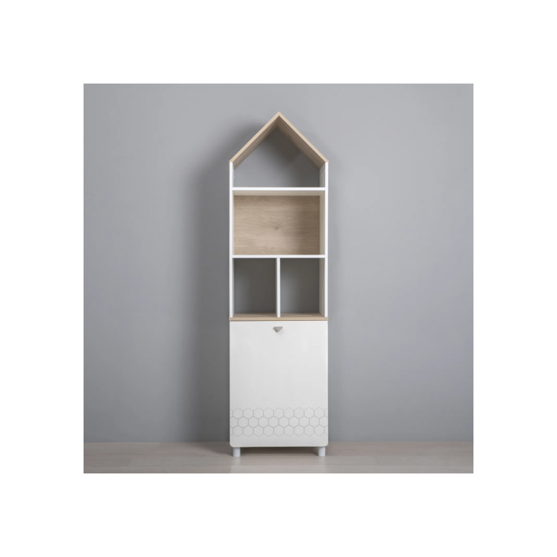 Стеллаж Эльга белый шагрень / дуб белый exclusive