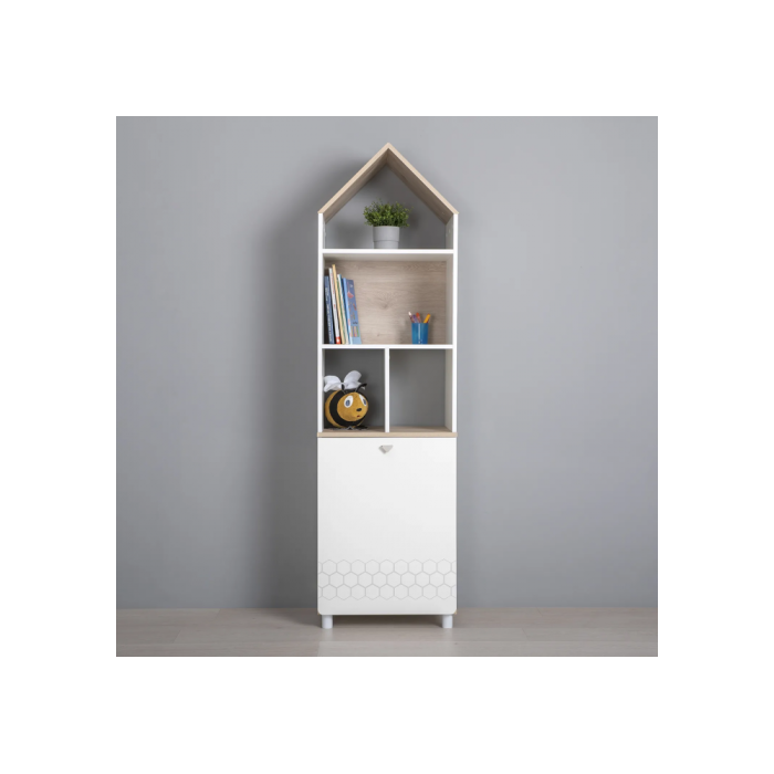 Стеллаж Эльга белый шагрень / дуб белый exclusive