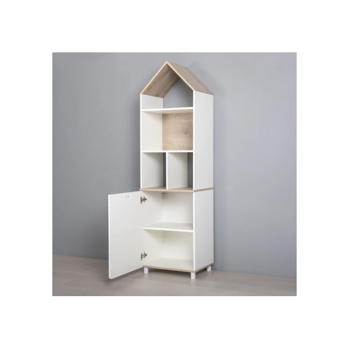 Стеллаж Эльга белый шагрень / дуб белый exclusive