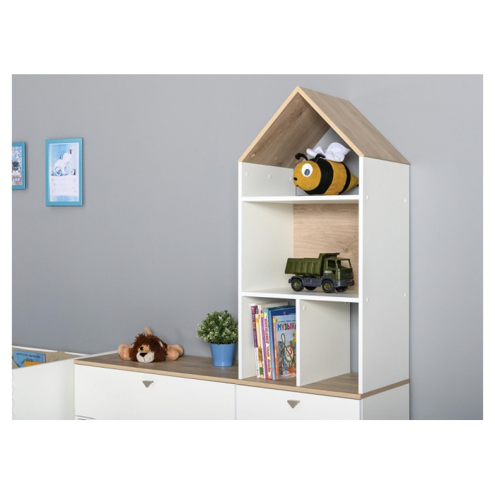 Стеллаж Эльга белый шагрень / дуб белый exclusive