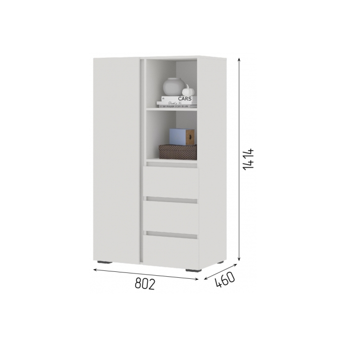 Стеллаж Элла ШК 03 белый / белый