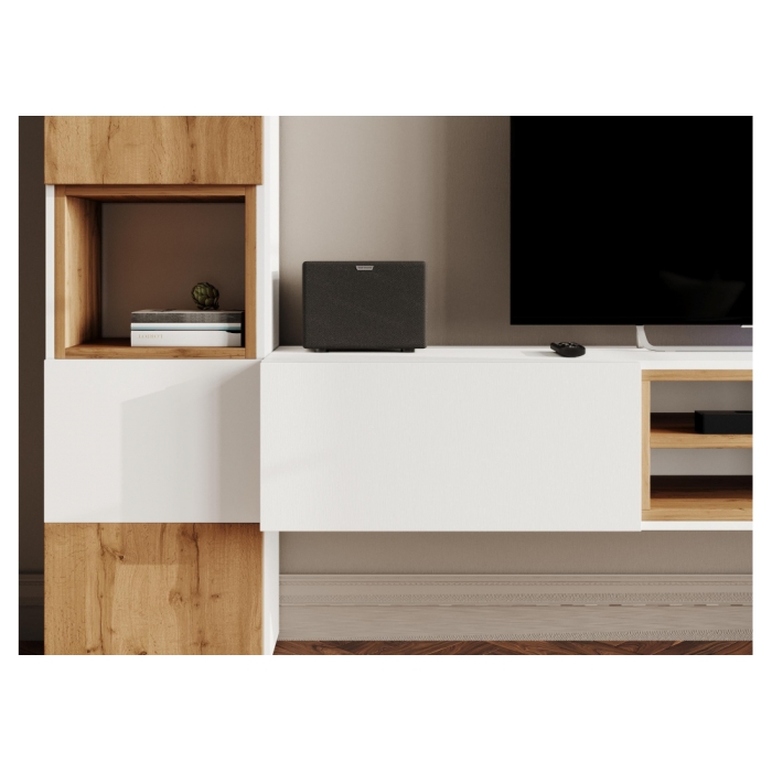 Стеллаж Лонгфорд белый / дуб вотан