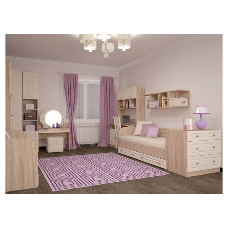 Стеллаж Майя М-05 дуб баррик светлый / крем брюле