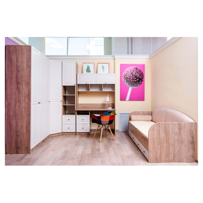 Стеллаж Майя М-05 дуб баррик светлый / крем брюле