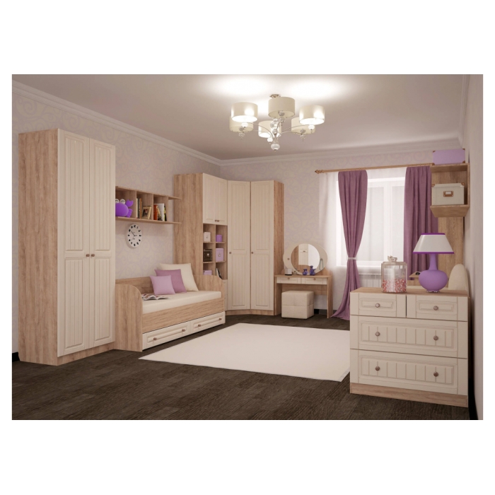 Стеллаж Майя М-05 дуб баррик светлый / крем брюле