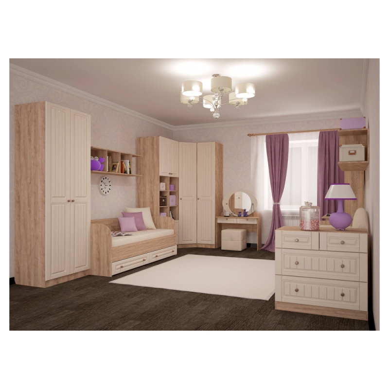 Стеллаж Майя М-05 дуб баррик светлый / крем брюле