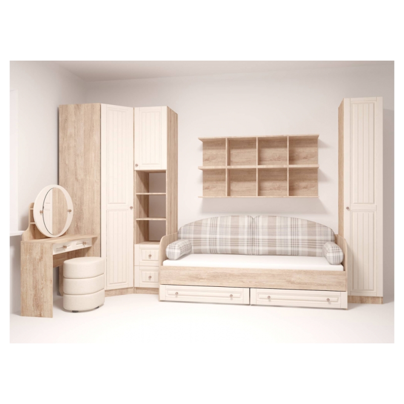 Стеллаж Майя М-05 дуб баррик светлый / крем брюле