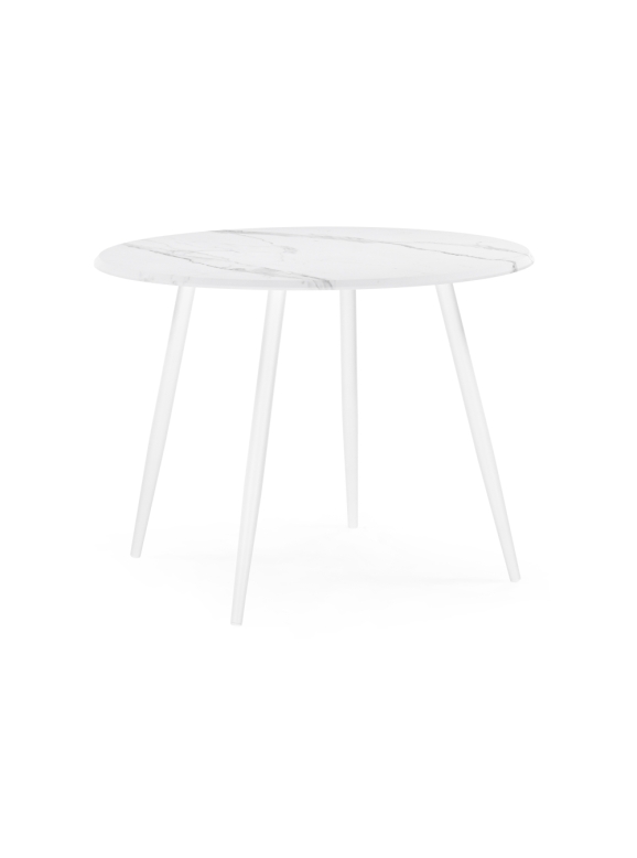 Деревянный стол Абилин 100х76 мрамор белый / белый матовый