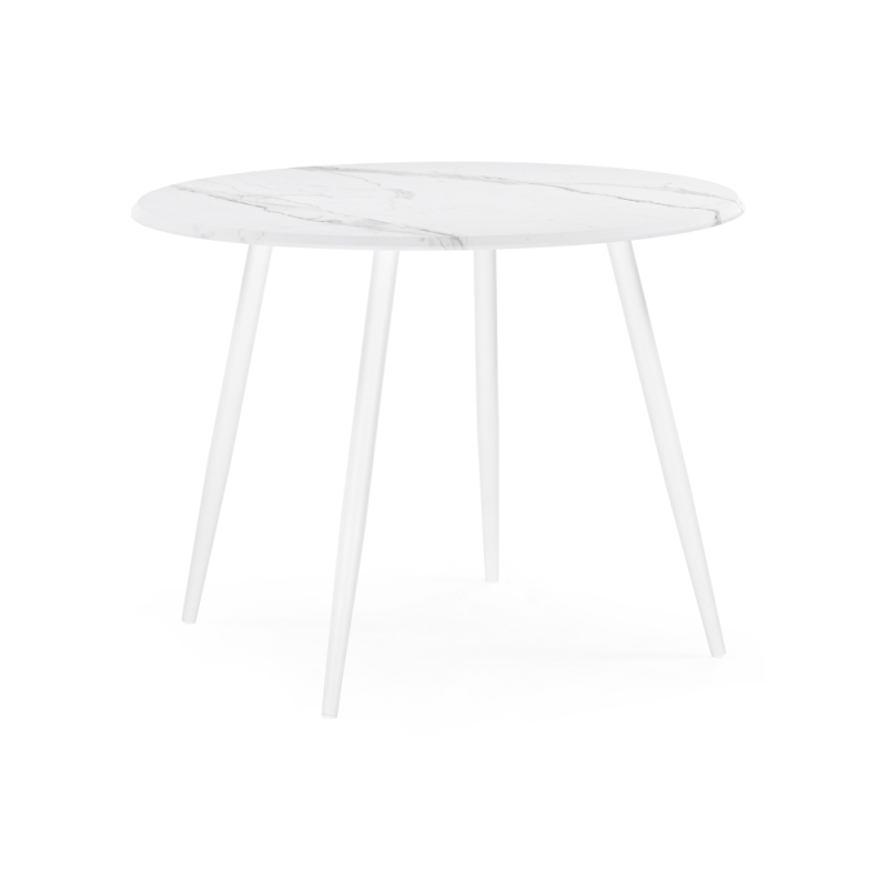 Деревянный стол Абилин 100х76 мрамор белый / белый матовый