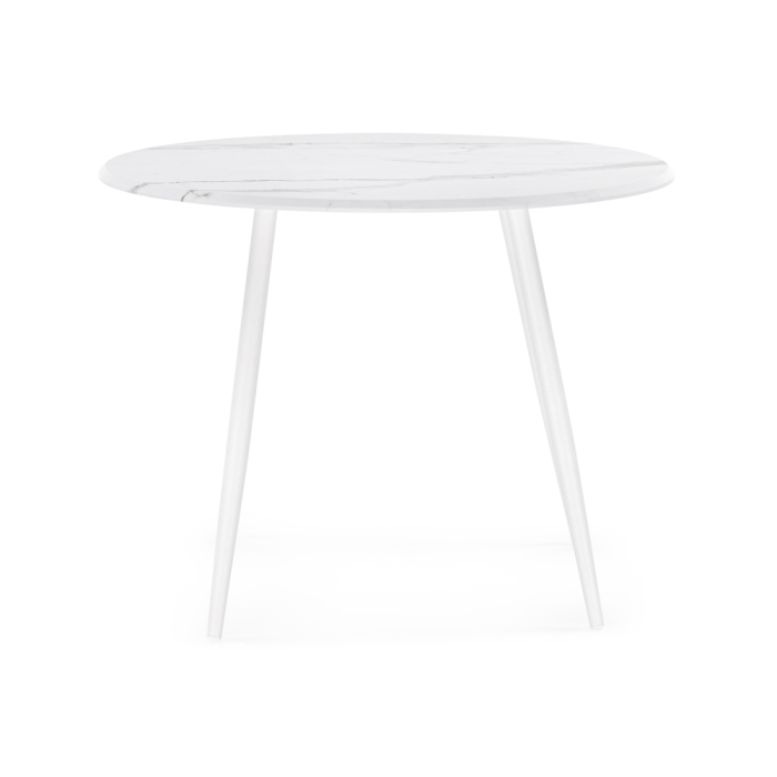 Деревянный стол Абилин 100х76 мрамор белый / белый матовый