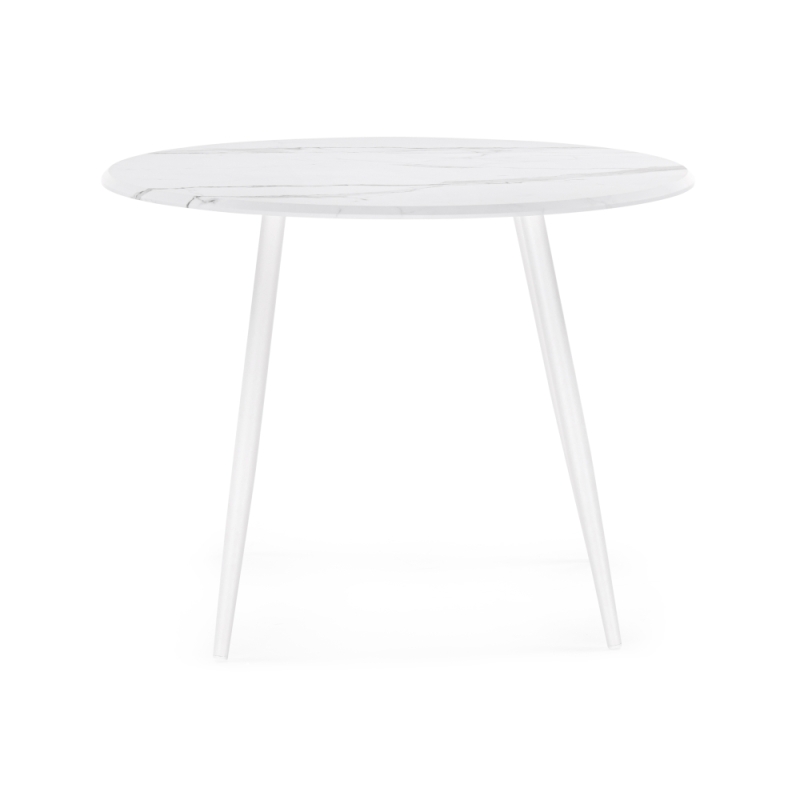 Деревянный стол Абилин 100х76 мрамор белый / белый матовый