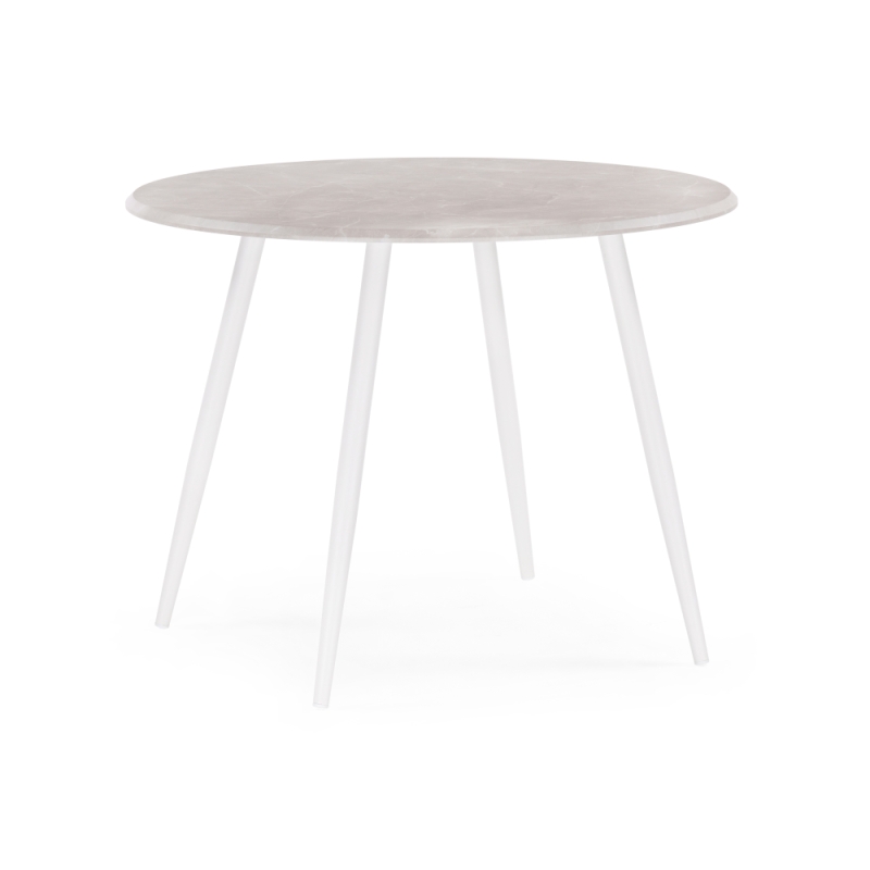 Деревянный стол Абилин 100х76 мрамор светло-серый / белый матовый