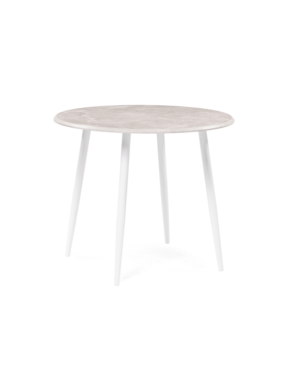 Деревянный стол Абилин 90х76 мрамор светло-серый / белый матовый