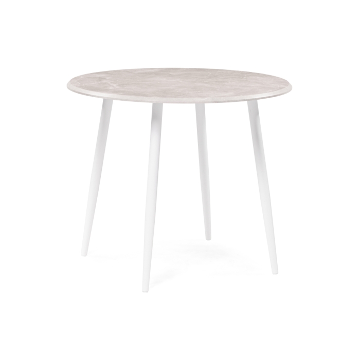 Деревянный стол Абилин 90х76 мрамор светло-серый / белый матовый