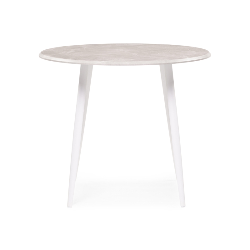 Деревянный стол Абилин 90х76 мрамор светло-серый / белый матовый