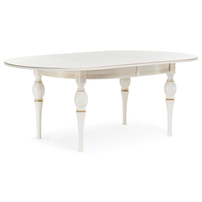 Стол Авилла 150(200)х110х77 молочный / золото