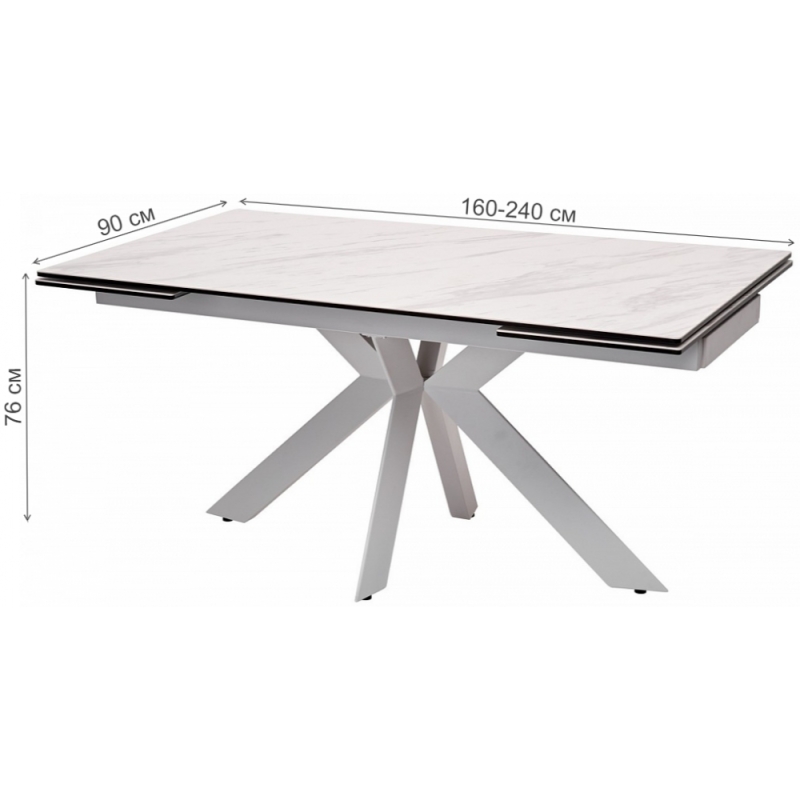 Стол Belluno 160 marbleS KL-99 белый мрамор матовый / итальянская керамика / белый