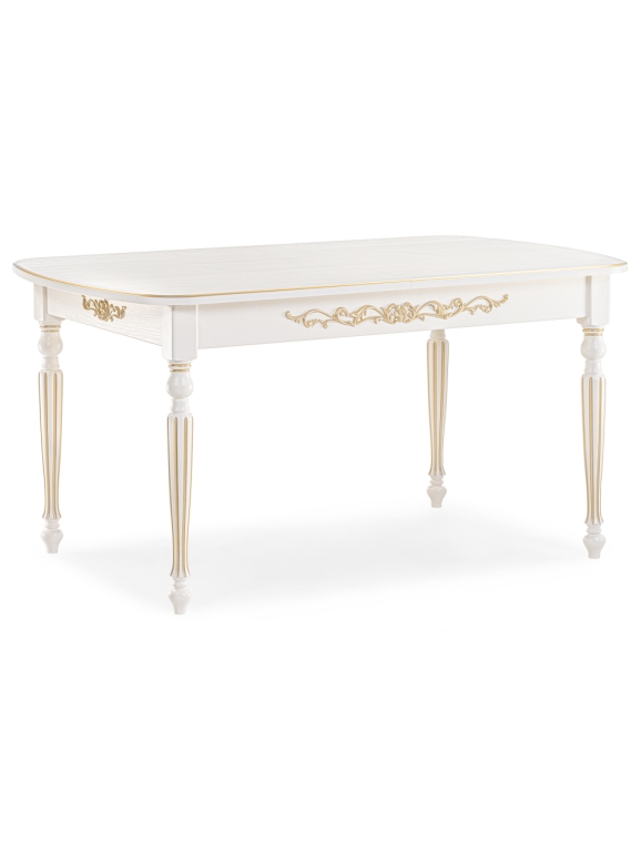 Стол Бевье 150(200)х90х77 молочный / золото