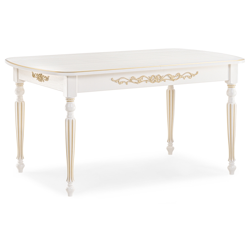 Стол Бевье 150(200)х90х77 молочный / золото