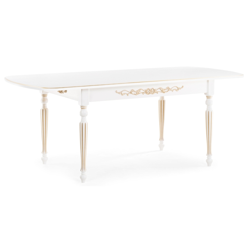 Стол Бевье 150(200)х90х77 молочный / золото