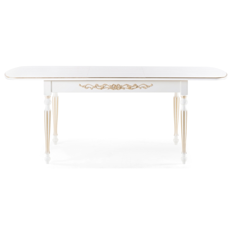 Стол Бевье 150(200)х90х77 молочный / золото