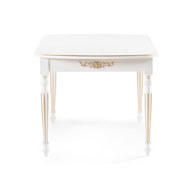 Стол Бевье 150(200)х90х77 молочный / золото