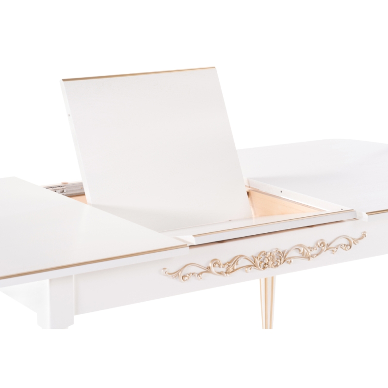 Стол Бевье 150(200)х90х77 молочный / золото