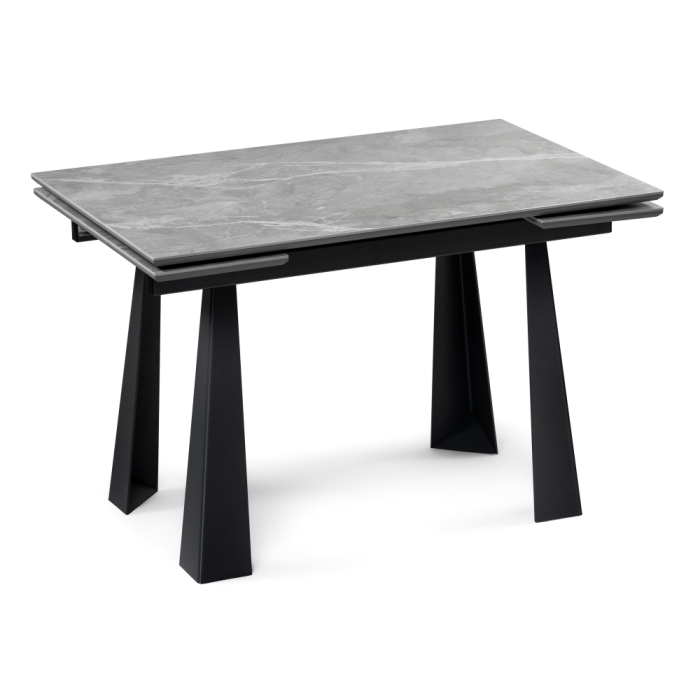 Стол Бэйнбрук 120(180)х80х76 серый мрамор / графит
