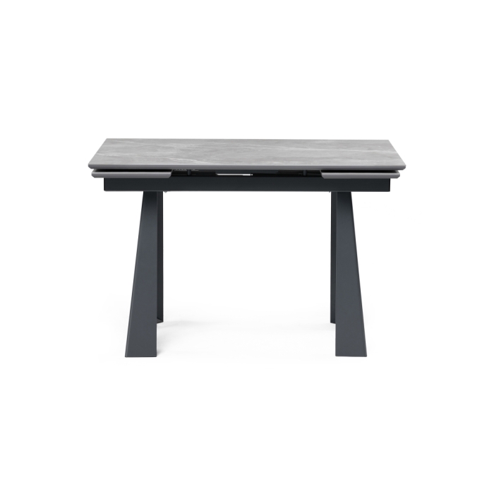 Стол Бэйнбрук 120(180)х80х76 серый мрамор / графит