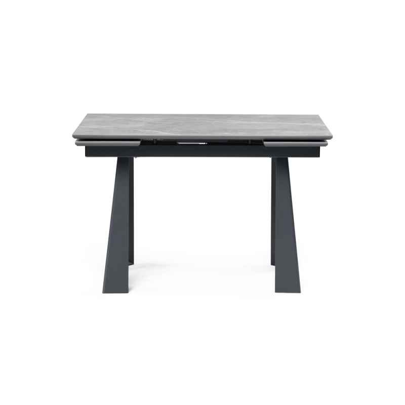Стол Бэйнбрук 120(180)х80х76 серый мрамор / графит