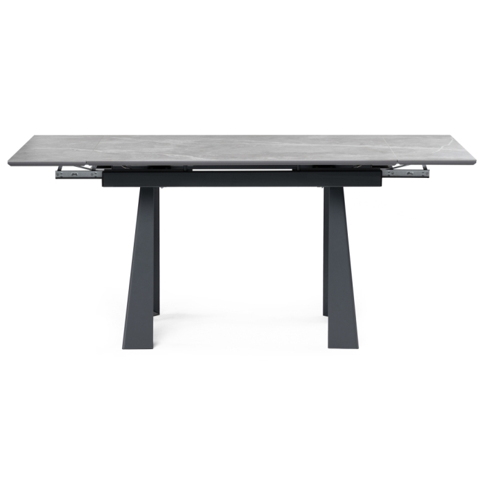 Стол Бэйнбрук 120(180)х80х76 серый мрамор / графит