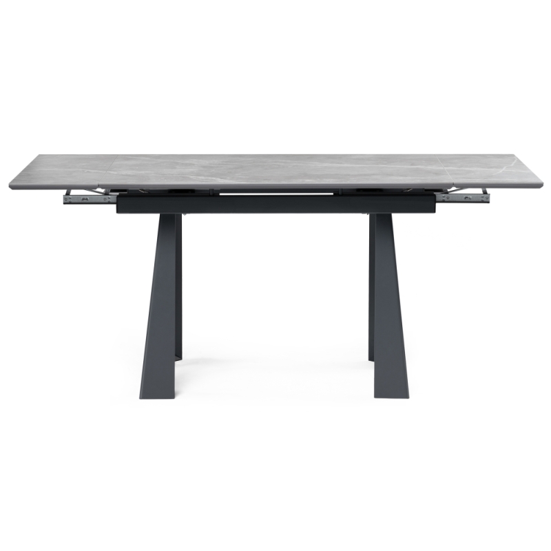 Стол Бэйнбрук 120(180)х80х76 серый мрамор / графит
