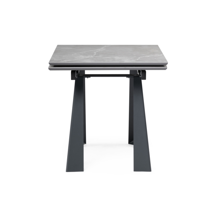 Стол Бэйнбрук 120(180)х80х76 серый мрамор / графит