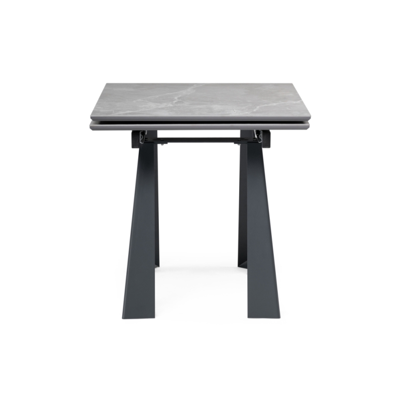 Стол Бэйнбрук 120(180)х80х76 серый мрамор / графит