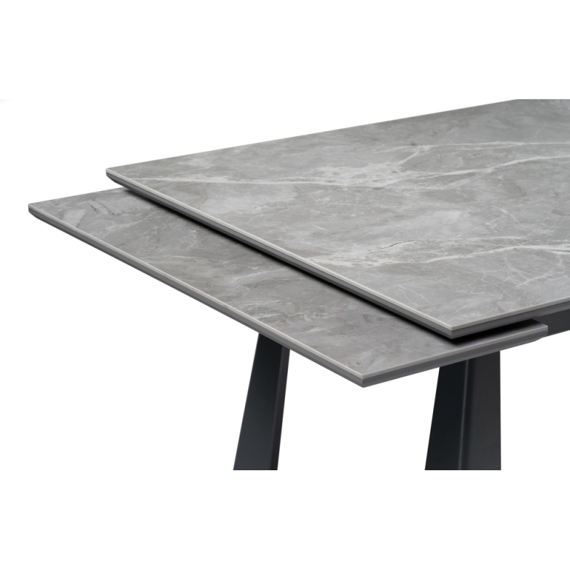 Стол Бэйнбрук 120(180)х80х76 серый мрамор / графит