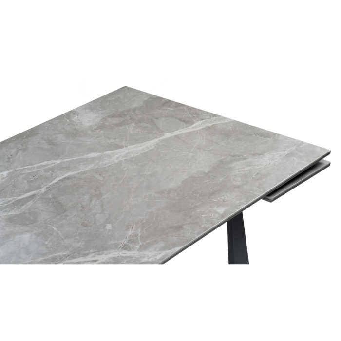 Стол Бэйнбрук 120(180)х80х76 серый мрамор / графит
